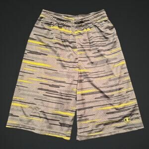 Big Boys Size Large "Champion" Basketball Athletic Shorts Gray & Yellow
